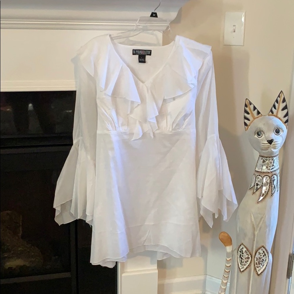 Cotton flowy top with huge belle sleeves